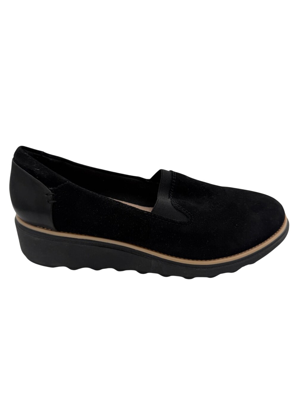 Clarks Sharon Dolly Shoes Womens Size 7 Black Suede Slip On Comfort Loafers